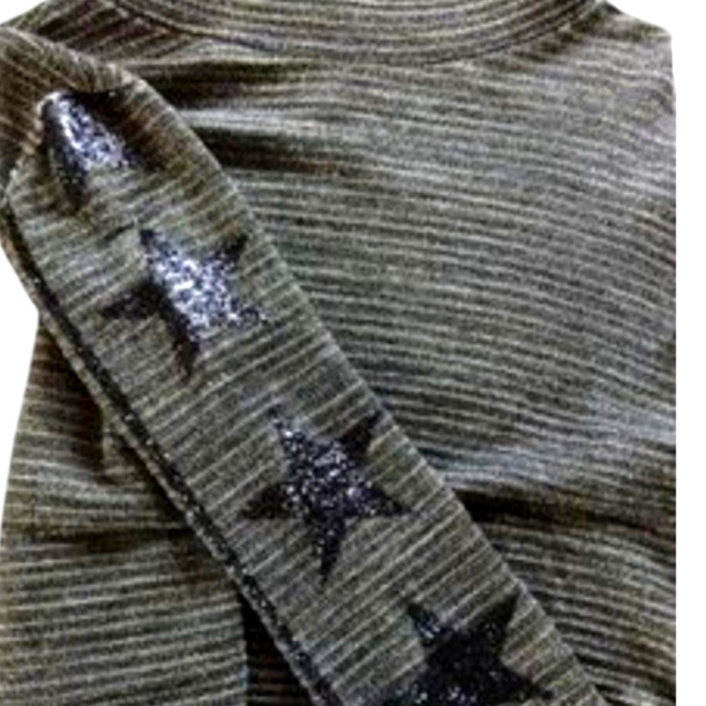 John John Striped Mock Neck Sequin Star Sleeve Sweater - Picture 4 of 8